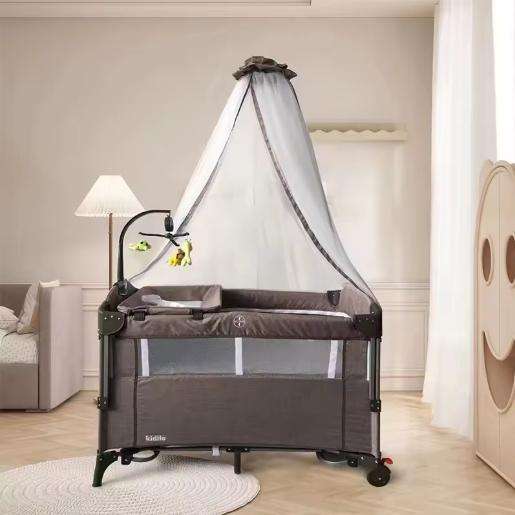 Multifunctional simple mobile baby bed