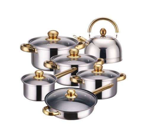Stainless Steel Cookware Pot Set With Whistling Kettle
