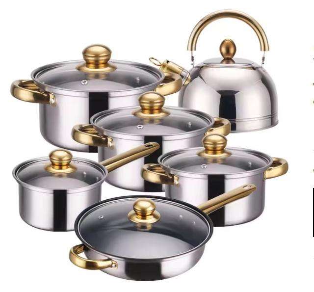 Stainless Steel Cookware Pot Set With Whistling Kettle