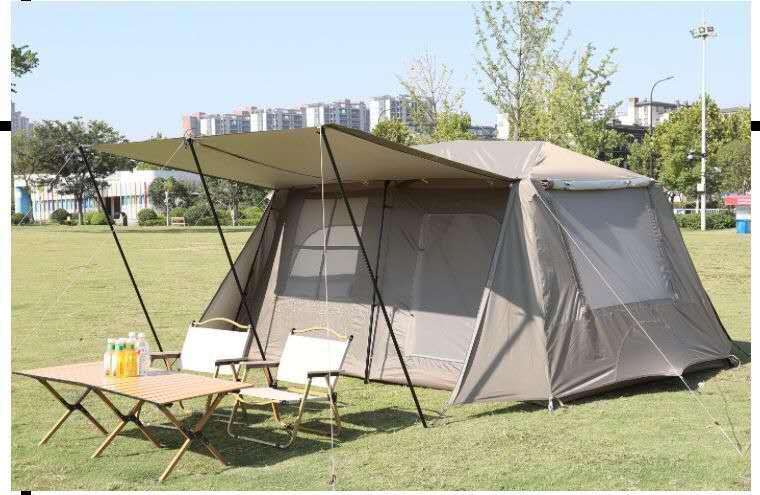 Outdoor camping automatic roof tent, two bedrooms and one living room, spacious living room,