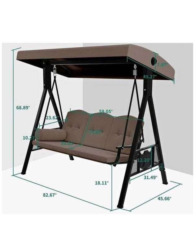 Tranquil Oasis: Outdoor Metal Swing Bench with Cushions