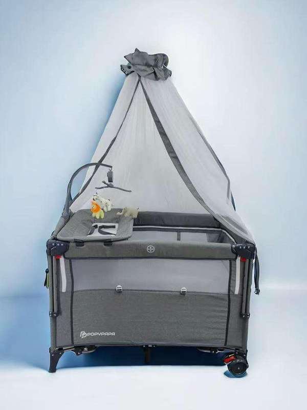 Multifunctional simple mobile baby bed