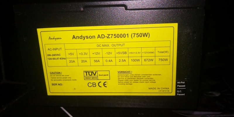 750 watt modular power supply