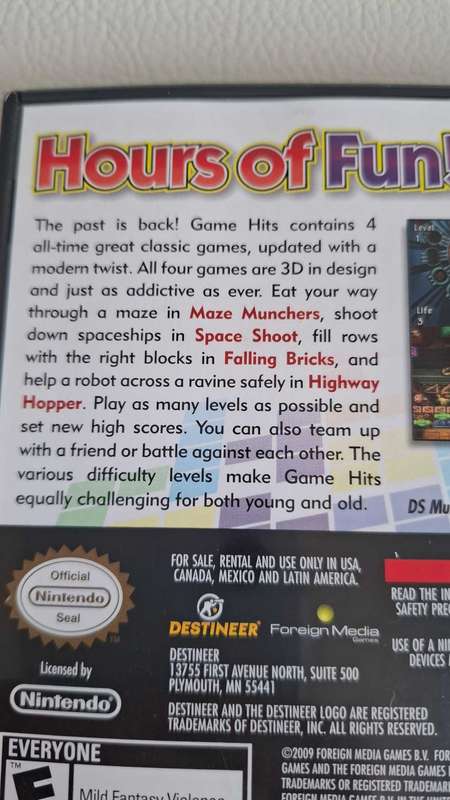 Game Hits 4Games in 1 Nintendo Ds