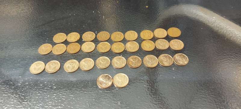 South African 20 cent coins