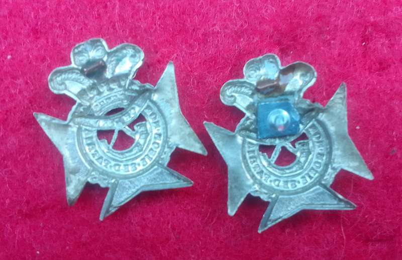 CAPE PENINSULA RIFLES WHITE METAL COLLAR BADGE PAIR-WORN 1904-26-ATTACHMENT WIRES MISSING