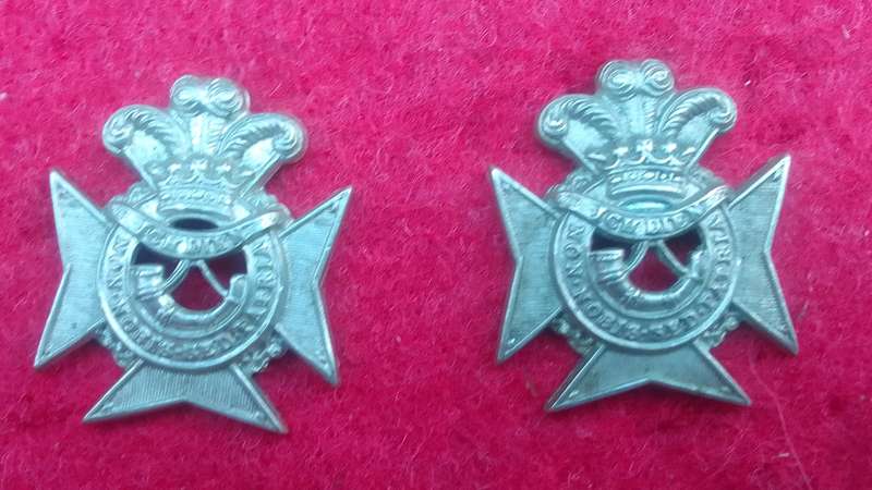 CAPE PENINSULA RIFLES WHITE METAL COLLAR BADGE PAIR-WORN 1904-26-ATTACHMENT WIRES MISSING