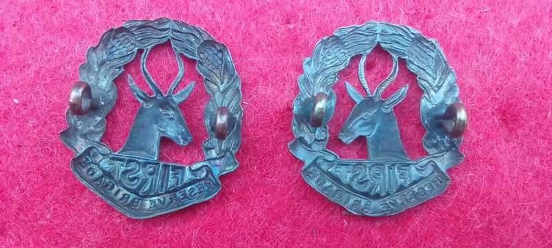 SOUTH AFRICA - WWII- 1ST RESERVE BRIGADE PAIR OF COLLAR BADGES
