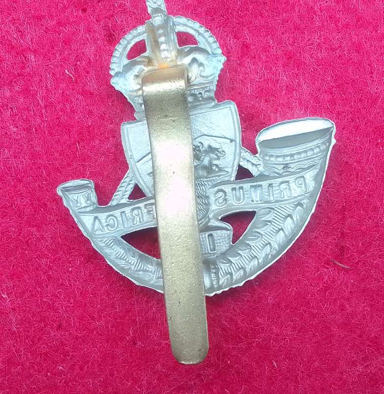 DURBAN LIGHT INFANTRY CAP BADGE-1919-1950`S-WHITE METAL -SLIDER