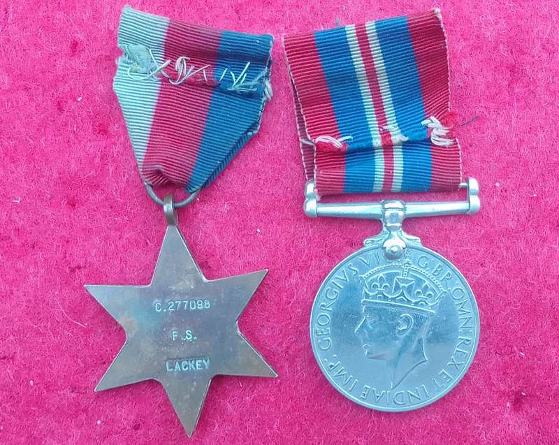 1939 -   1945 STAR & 1939 - 1945 WAR MEDAL ISSUED TO C277088 FS LACKEY