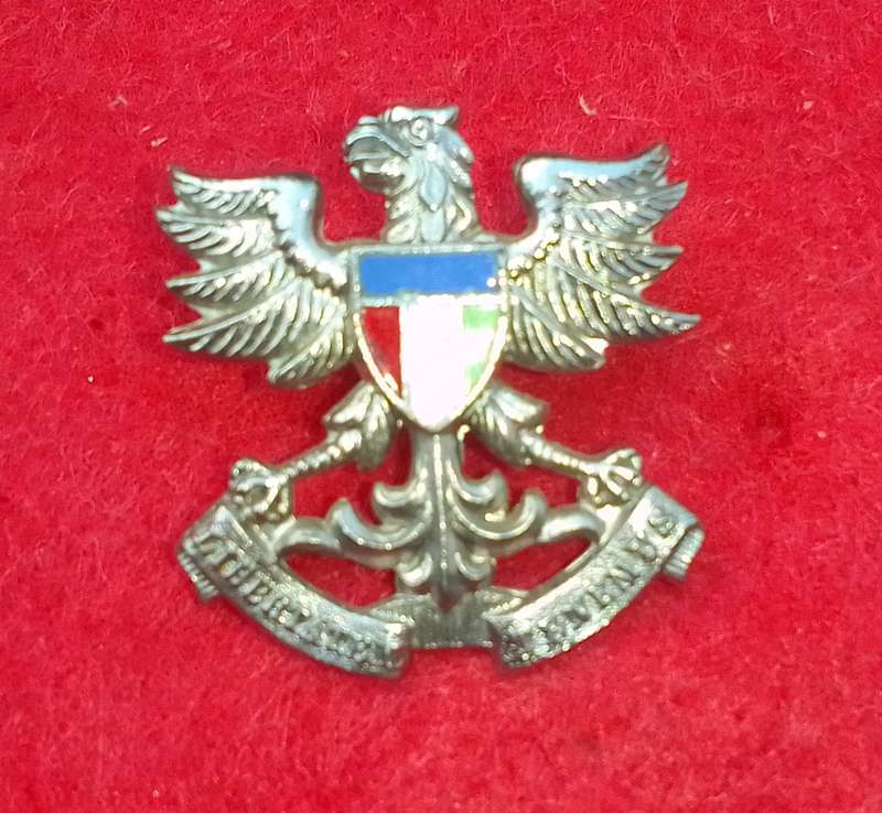REGIMENT   NORTH NATAL CHROME CAP BADGE-WORN POST 1976- 2X SCREW LUGS
