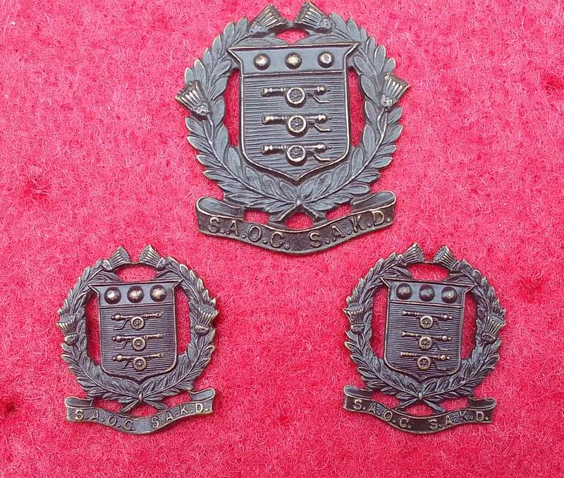 SA Ordnance Services Corps Cap Badge + Collars