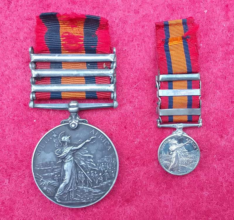 Full Size Queen South Africa Medal (QSA) To: Q.M Serjt A Burrows C.M.S.C and miniature medal