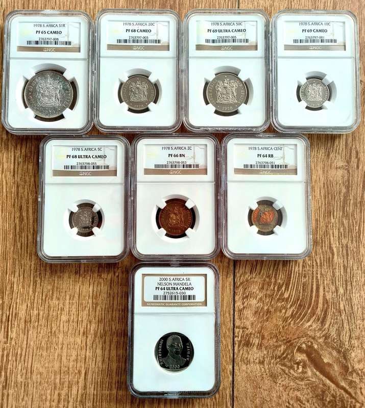 1978 Proof NGC graded!! Incl. Rare 69PF-Cameo and Ultra Cameo coins!! Mandela Smiley incl..!!
