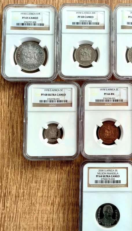 1978 Proof NGC graded!! Incl. Rare 69PF-Cameo and Ultra Cameo coins!! Mandela Smiley incl..!!