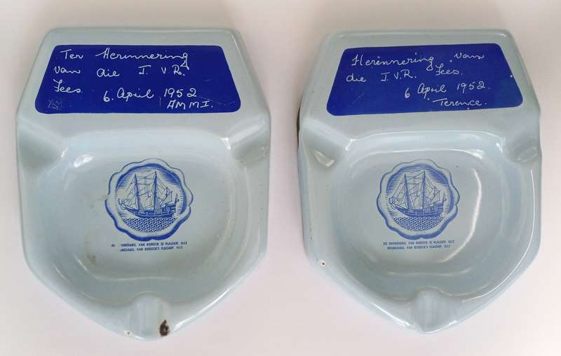 Pair of Jan Van Riebeek Fees Enameled Ashtrays