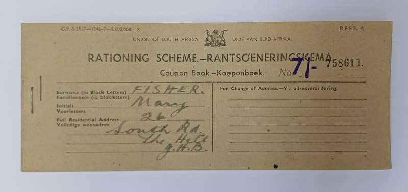 South African Rationing Scheme Coupon Book With Authorization Letter for 5 Gallons of Petrol