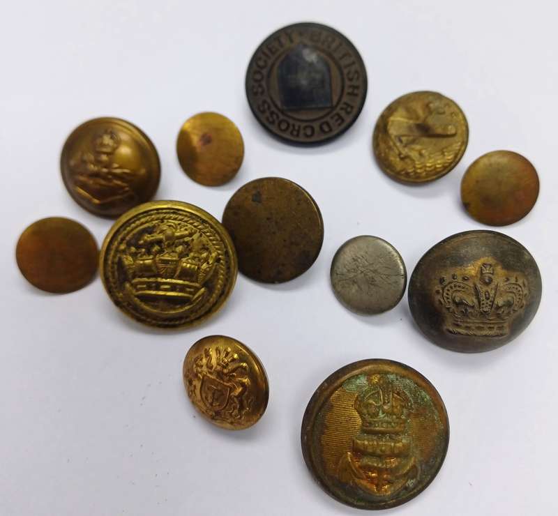 Assorted Vintage Military Buttons, Includes Boer War Period