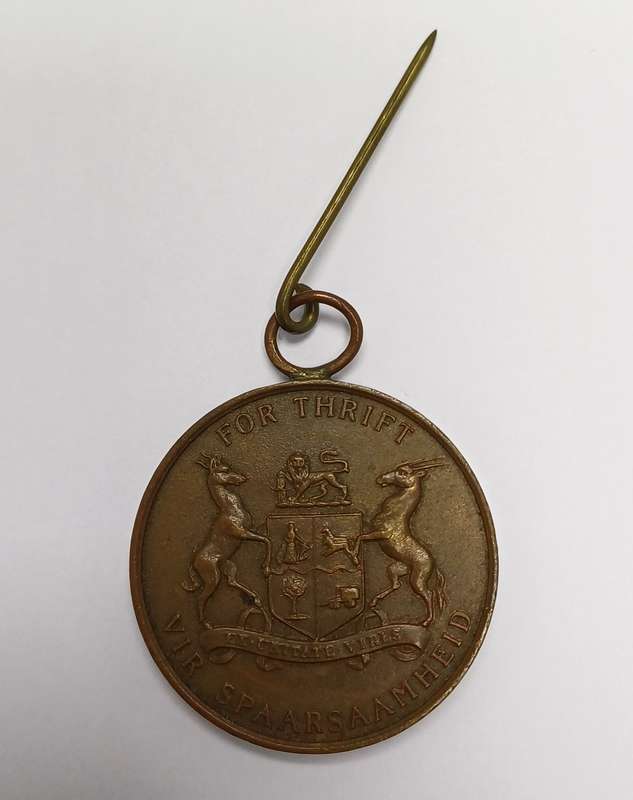 Extremely Rare School Competition "Allen Cup" Medal for Thrift, Randfontein 1924