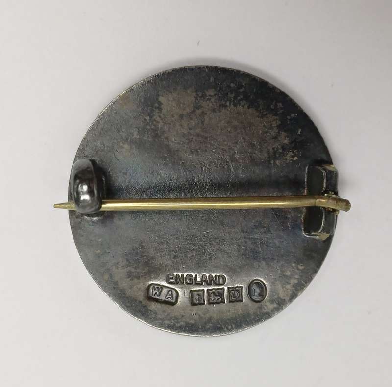 Northern Rhodesia Enameled Silver Pin Badge, Hallmarked Birmingham 1953