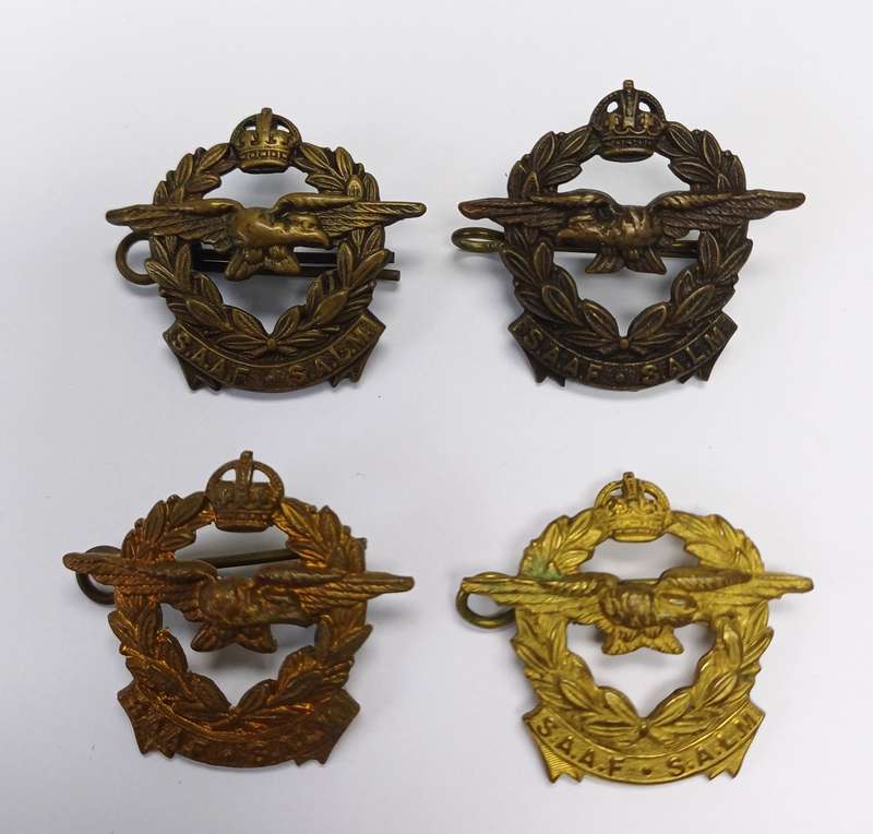 WW2 Period SAAF Collar Badges, 4 Different Colour Types