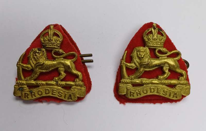 Southern Rhodesia WWII Army Staff Corps Collar Badges (Gilded)