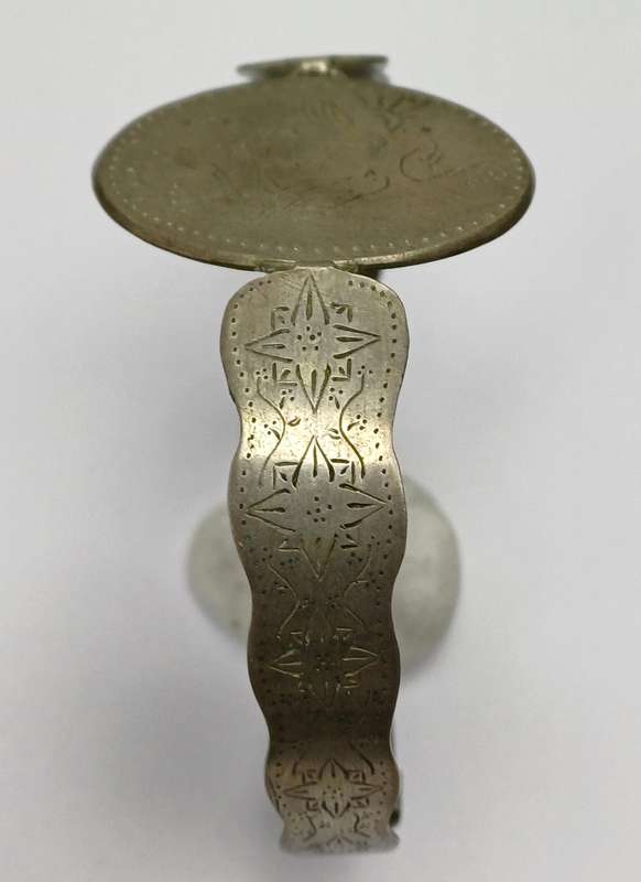 WWII Period Trench Art Bracelet Copying the Sparrows (Mossies) on a 1/4 D Coin