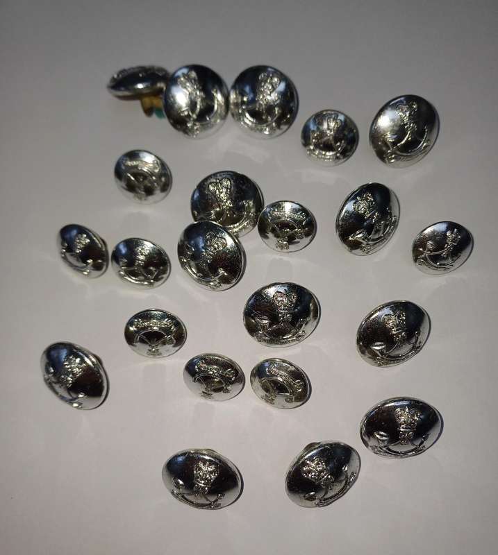 Kings African Rifles Silver Colour Buttons X 22