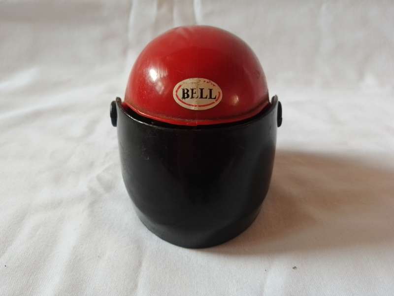 Vintage Superbike helmet launcher with mini motorcycle by Bandai 1980's rare find