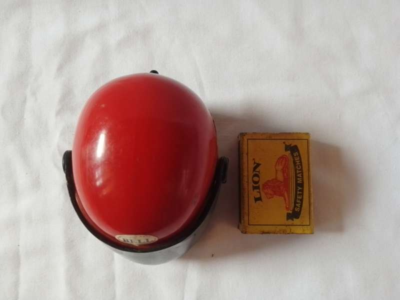 Vintage Superbike helmet launcher with mini motorcycle by Bandai 1980's rare find