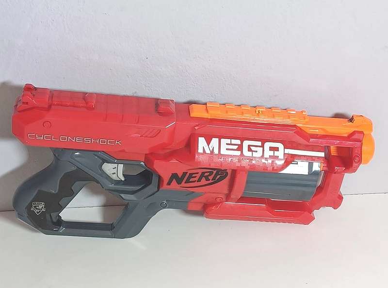 Nerf N-Strike Mega Cycloneshock Revolver Blaster Dart Red Gun Toy