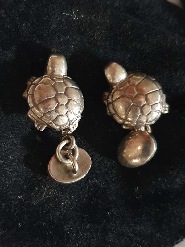Vintage sterling silver tortoise cufflinks - Thomas Pink