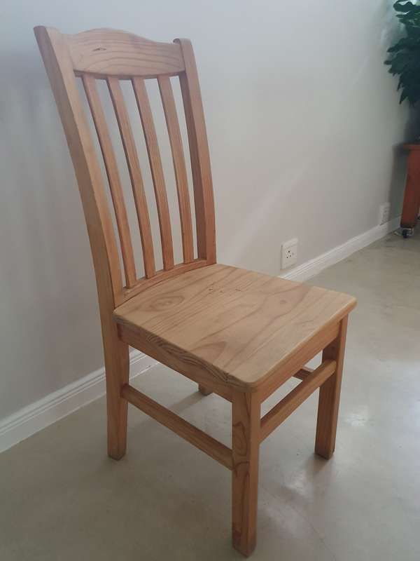 Set of three (3) solid pine dining chairs - collection only