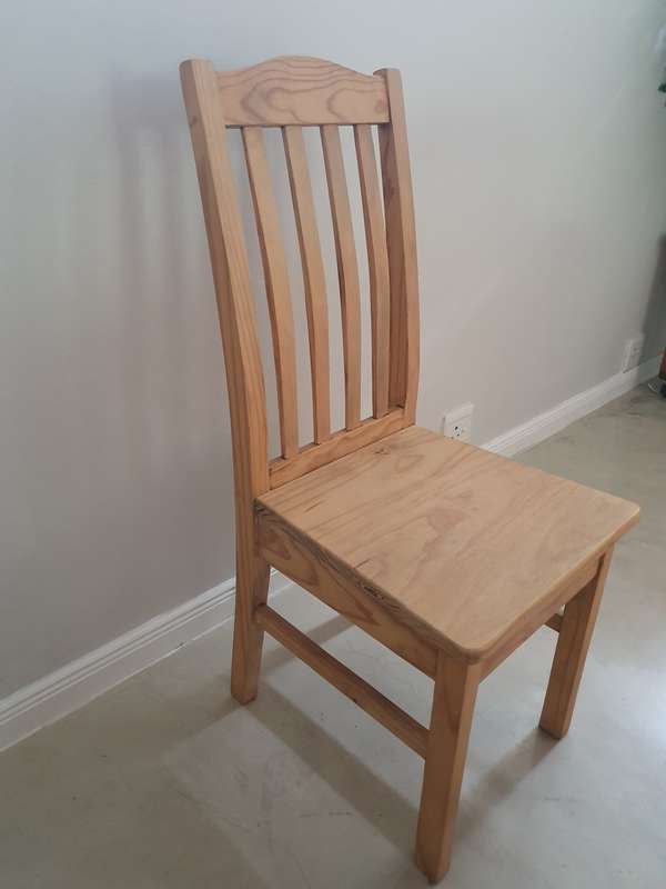 Set of three (3) solid pine dining chairs - collection only