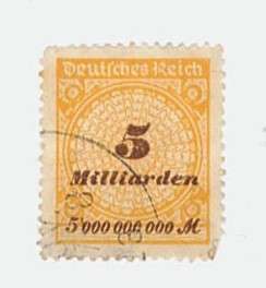 1923 GERMAN EMPIRE- 5 Milliarden Stamp. Mi 327. Used. High Value & Rare