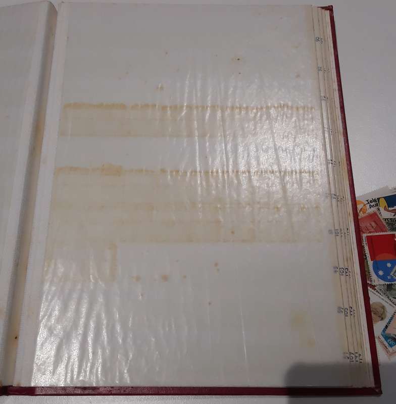 16 SIDE EMPTY ALBUM with Australia stamps.Some pages gum stained.See photos.Money back guarantee.