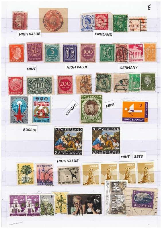 Germany, Russia, Vatican, England, Africa Stamps. Mint and Used. High Value