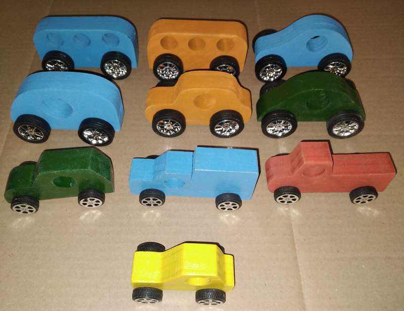 10 Small Wooden Handmade Toy Cars