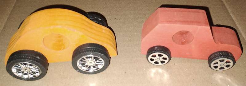 8 Small Wooden Handmade Toy Cars