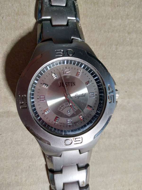 Justin Crystal Swiss Movt Timepiece Collection Men's Wrist Watch (Non Working) Swiss Movement 3600G