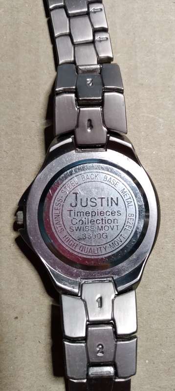 Justin Crystal Swiss Movt Timepiece Collection Men's Wrist Watch (Non Working) Swiss Movement 3600G
