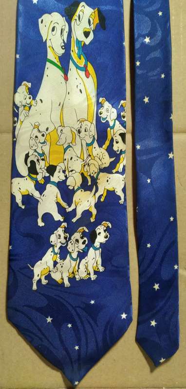 Men's 100% Silk Neck Tie - 101 Dalmatians - Hand Stitched