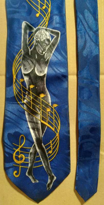 Men's 100% Silk Neck Tie - Naked Lady Music - Hand Made/Stitched by Gold City Ties