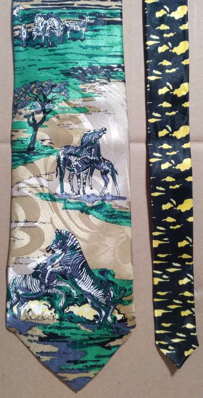 Men's 100% Silk Neck Tie - African Zebra - Hand Made/Stitched.