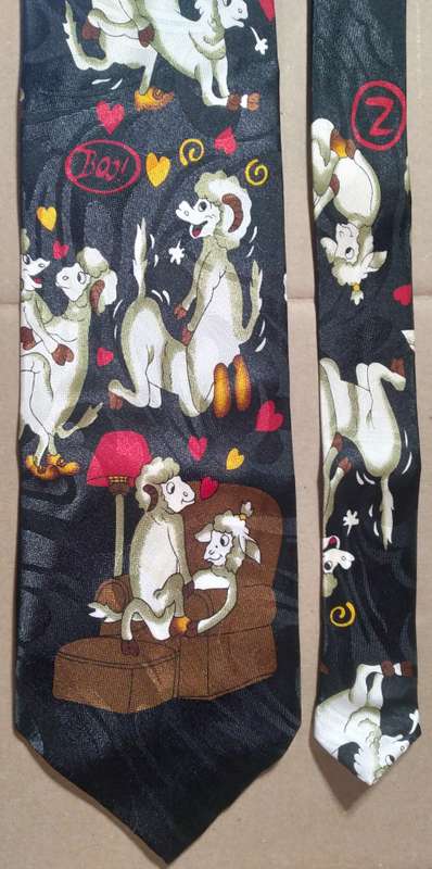 Men's 100% Silk Neck Tie - Naughty Sheep - Hand Made/Stitched.