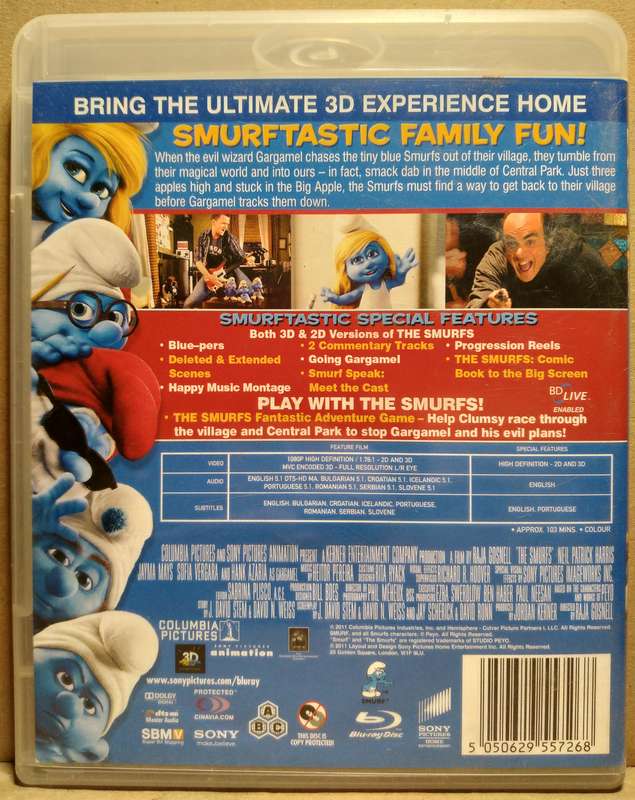 The Smufs in 3D (Blu-Ray DVD)