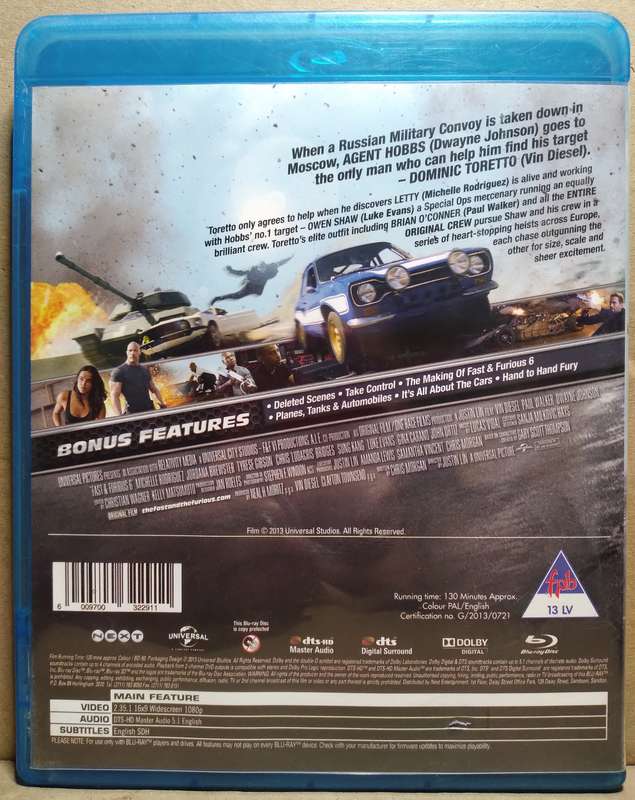 Fast & Furious 6 (Blu-Ray DVD)