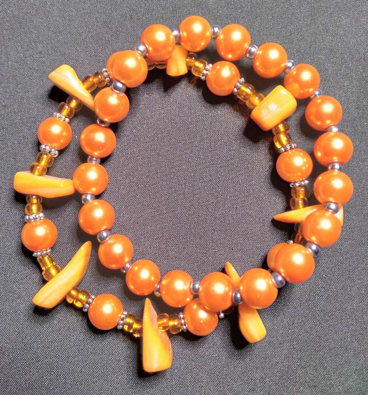 Beautiful 2pc (19cm) Women's 8mm Glass Pearl/Pebble Bracelets - Handmade