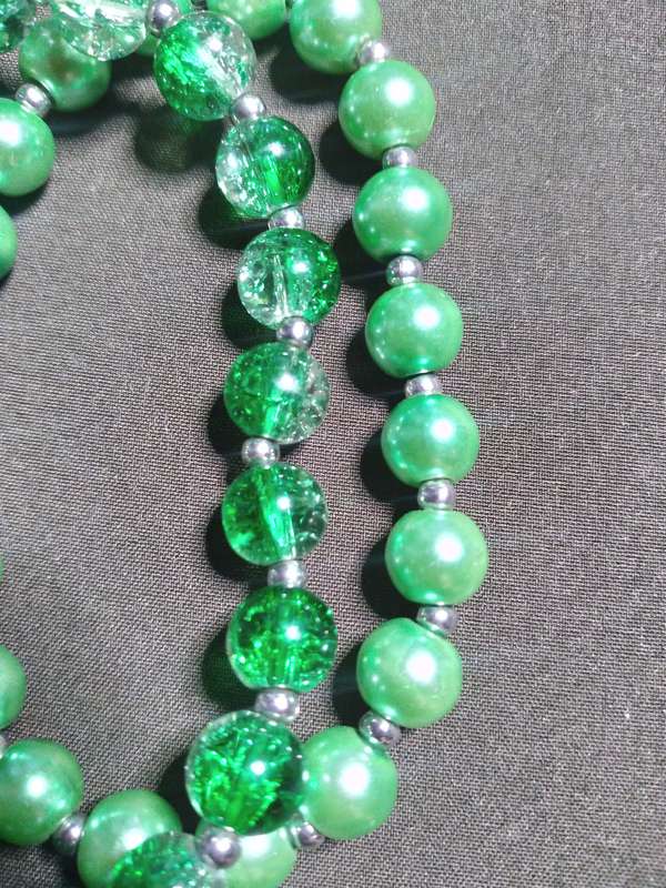 Beautiful 2pc (19cm) Women's 8mm Cracked Glass/Pearl Bead Bracelets - Handmade