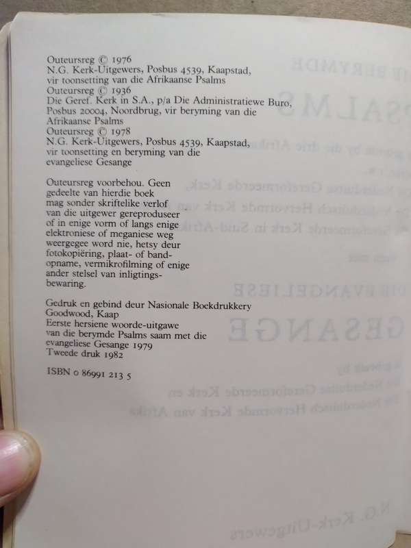 Psalms en Gesange (2de Druk 1982) - Klein Boekie